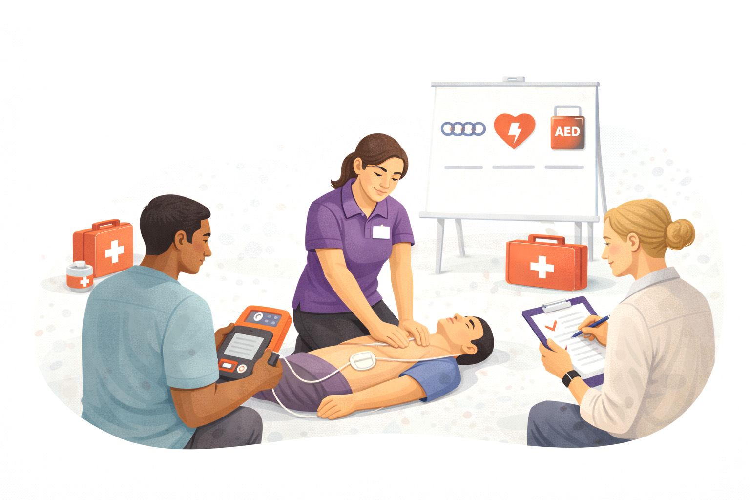Cardiac First Response Community training with CPR and AED practice