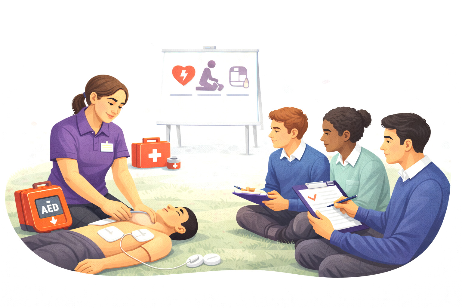 Transition Year students taking part in practical first aid training